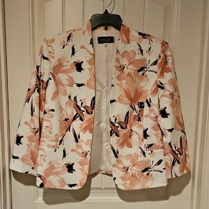 Evan Picone Floral Blazer - Cream and Pink